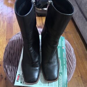 Gently worn black Franco Sarto square toe mid calf boots Size 7